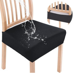 ‎Betylifoy Betylifoy Chair Cover Seat Chair Covers Stretch Waterproof Covers for Chairs Dining Room Chair Chair Covers Set of 4 Black Seat Cover for Office Chair Dining Room Chairs Wedding Banquet (Black)