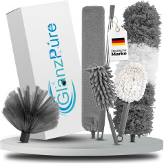GlanzPure Teleskopisko putekļu sūcēju komplekts ar 6 putekļu sūcējiem - garais izvelkamais putekļu sūcējs līdz 2,5 m - mazgājams teleskopiskais putekļu sūcējs - saliekams putekļu sūcējs bez skrāpējumiem ar teleskopisku stieni visām pla