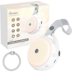 HOMGEN baltā trokšņa mašīna Baby Portable White Noise Sleep Aid Bērnu miega palīglīdzeklis ar nakts gaismu 24 nomierinošas šūpuļdziesmas un dabas skaņas, 3 taimera iestatījumi, krāsains apgaismojums un USB