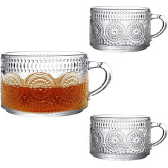 KMERCE 2 lielas Vintage stila kafijas tasītes ar rokturi, Latte kafijas tasīte, tējas glāze, brokastīm, espresso, aukstiem karstiem dzērieniem, 500 ml - var mazgāt trauku mazgājamā mašīnā - var izmantot mikroviļņu krāsnī