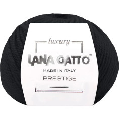 100% kašmira dzija adīšanai un tamborēšanai, Lana Gatto Luxury Prestige Line, 25 g. 75 m, (Melna - 1500, 1)