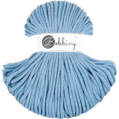 Bobbiny 5 mm zilā 100% pārstrādātas kokvilnas pīta makrame aukla - 50 m
