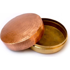 De Kulture Handmade Antique Finish Pure Copper Brass Spice Box Trinket Holder Caddy Canister Container, 4,5 x 2,5 DH (LWH) Gold, 400 ml