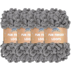 JubileeYarn Fun Polyester Finger Loop dzija Jumbo Weight Grey - 100 g bumbiņā - 4 šķeterējumi