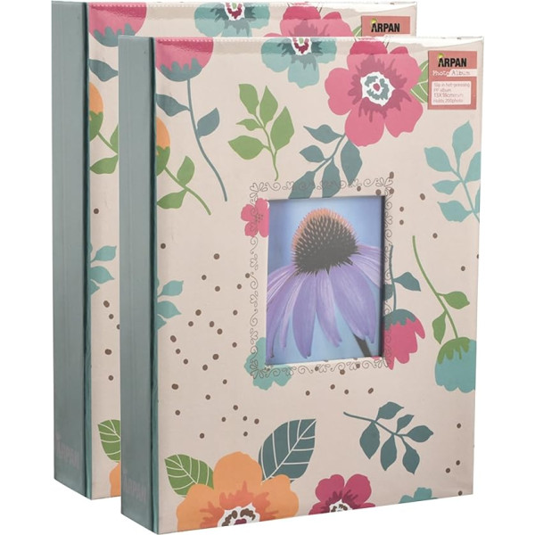 2 x Arpan 5x7'' Floral Leaf Slip In Case fotoalbums 200 fotogrāfijām