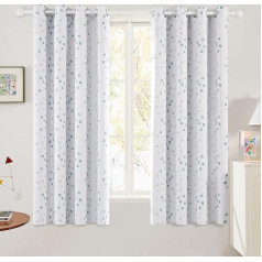 Deconovo Blackout curtains, environmentally friendly double layer curtains, cubic play designer pattern curtains with eyelets, modern, 245 x 140 cm (height x width), white, set of 2