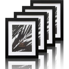 VUVUZULA Real Glass Photo Frame 10x8 8x10 Set of 4 with Mount for 8x6 Photos