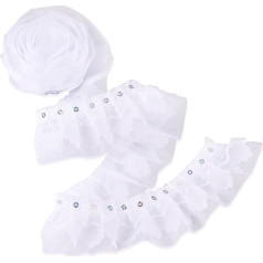Crafans 2 Ply poliestera Chinlon kroku mežģīnes lentes 2 metri Ruffle balta mežģīnes Broderie izšuvumi kleita līgavas lentes piešūt Applique audums balts