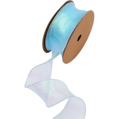 Wisafory 10 jardi organzas lentes Dekoratīvā lente Dāvanu lente Shimmering Organza lentes ar vadu malu lentes auduma lentes lentes organzas lentes amatniecības lentes pušķi dāvanu iepakojuma zilā 4 cm