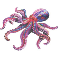 Baluue Gartendeko Wandornamente Oktopus Wanddekoration Oktopus Wandskulptur Oktopus Ornament Dekorationen für Terrasse Wandkunst Dekor Zubehör Eisen Lila Metall