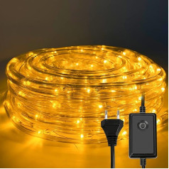 Ikodm 10 m LED virves gaisma, 240 LED virves gaisma, 8 režīmi, āra pasaku gaisma, LED caurule ar taimeri iekštelpām, dārzam, dārza ballītēm, Ziemassvētku rotājumiem - silti balta