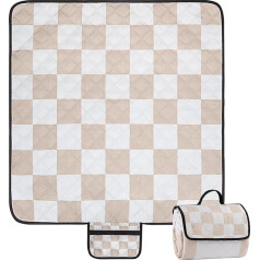 Piknika sega, ūdensnecaurlaidīga, 200 x 200 cm, pludmales sega, bez smiltīm, 4-6 personām, mazgājams un pārnēsājams pludmales paklājs un rokturis, piknika sega pludmalei, kempingam, dārzam, ceļojumiem -
