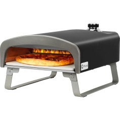 Q Pizza gāzes picu krāsns, pārnēsājama 50 mbar āra picu krāsns ar 33 cm picas akmeni dārzam, melna krāsns