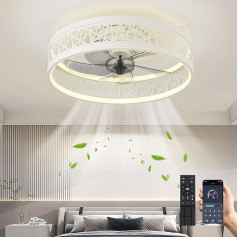 Griestu ventilators ar apgaismojumu LED 60 W griestu gaisma ar ventilatoru Modernā klusā griestu gaisma ar tālvadības pulti Dimmable 6 ātrumi Lampa ar ventilatoru dzīvojamai istabai Guļamistaba Balta