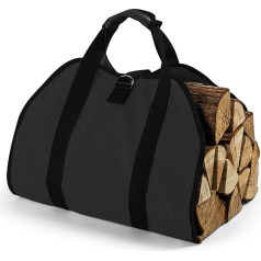 Goture Firewood Bag 99 x 48 cm Firewood Bag with Handles Robust 12A Canvas Firewood Carrier for Firewood Stove Indoor Outdoor Camping Trip (Black)