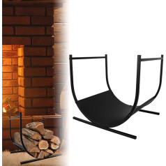 TRMLBE Firewood Rack Indoor 44.5 x 37.5 x 40 cm Semi-Circular Firewood Rack Firewood Rack Firewood Stand U-Shape Firewood for Wood Stacking Aid - Black