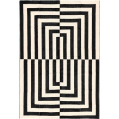 Relsy āra paklājs Ūdensizturīgs divpusējs liels 160 x 230 cm dārza paklājs Black & Cream Grid Area Rugs for Garden Outdoor Patio Camping Mat Deck Backyard Picnic