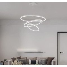 STARRYOL 3 gredzenu lustra Modern White LED Pendant Light Guļamistabas lustra Living Room lustra Dimmable 2700K-6500K ar tālvadības pulti