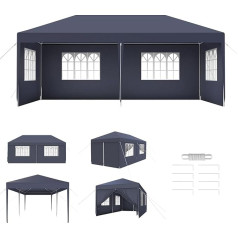 Aufun lapene 3 x 3 m / 3 x 6 m Ūdensizturīga dārza lapene ar sānu paneļiem, durvīm un rāvējslēdzēju Polietilēna ballīšu telts UV aizsardzība, alus telts Dārza telts dārza ballītēm Tirgus festivāls Kempings