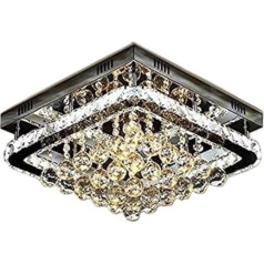 LED kristāla griestu gaisma, moderna, eleganta kristāla griestu gaisma, dimmējama LED griestu gaisma, izgatavota no K9 kristāliem, iepludināta, dekoratīva griestu gaisma viesnīcas restorāna dzīvojamai istabai (40 x 40 cm)