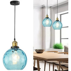 Bravsekai Blue Romantic Glass Pendant Light 7,87 collas ietver papildu 6W spuldzi, regulējama spuldze, moderns dizains virtuvei vai ēdamistabai
