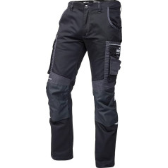 PUMA Workwear Precision X darba bikses samazinātiem izmēriem, augstākās kvalitātes vīriešu bikses ar daudzām kabatām un pastiprinātām ceļgalu zonām, paredzētas amatniecībai, ražošanai un būvniecībai, melnas krāsas