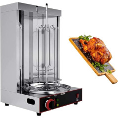 Shawarma-Grill-Maker, Hähnchen-Shawarma-Grill-Maker mit 2 Brennern, vertikaler Rotisserie-Gyro-Rotisserie-Rotisserie-Rotisserie-Rotisserie, 360° drehbarer rauchfreier Grill,Electricity