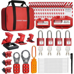 Rfeeuubft Lockout-Tagout-Kit, Elektrisches Lockout-Tagout-Kit, 4 LotoSafety-Vorhängeschlösser mit Unterschiedlichen Schlüsseln, Haspen, Steckerverriegelung, Klemme