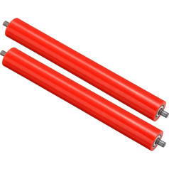 PATIKIL Polyurethane Coated Conveyor Belt Roll 2 Inch Diameter 16 Inch Length 2 Pieces Stainless Steel Gear Replacement Part Galvanised End Red