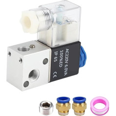 3V1-M5 3V1-06 AC110V AC220V DC12V 24V Luftkompresorventil 1/8 Zoll NC normalerweise geschlossenes pneumatisches Aluminium-Magnetventil (Farbe: 3V1-06 und 12mm, Größe: DC 24V)