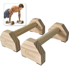 Koka Push-Up rokturi, 2 iepakojums, locītavām draudzīgi, neslīdoši kalistēnikas paralekti, 30 cm rokas sūkņi, koka rokturi, Push Up stieņi vingrošanai, mājas fitnesam, muskuļu apmācībai un