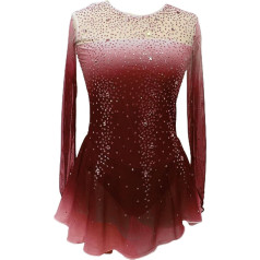 Nnnydjy Profesionālā daiļslidošanas kleita meitenēm Slidošana Konkurence svārki Mākslinieciskā vingrošana Deju džemperi Shiny Rhinestone Baleta apģērbs