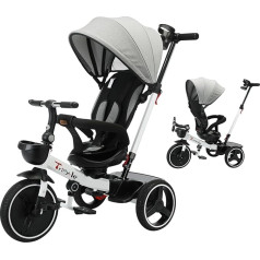UBRAVOO Bērnu trīsritenis, 6-in-1 bērnu stumšanas velosipēda stūres ratiņi, mācību velosipēds maziem bērniem / noņemama aizsargbarjera, regulējams pārsegs, drošības josta, triecienu absorbcijas konstrukcija