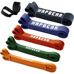 HAPBEAR pretestības joslas - fitnesa joslu pretestības joslu komplekts 5 - Pull Up Band & Pull Up Band spēka treniņiem, treniņiem, stiepšanai, fizikālajai terapijai, muskuļu apmācībai