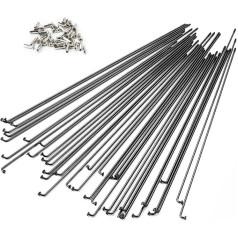 LUXU 36 gab. 14G J Bend melni velosipēdu spieķi ar 36 misiņa uzgaļiem, nerūsējošā tērauda spieķi kalnu velosipēdiem, kalnu velosipēdiem, riteņu spieķi MTB, e-velosipēdiem, nobraucieniem, trekingam, pilsētas velosipēdiem (250mm-309)