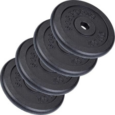 ScSPORTS® svaru paliktņu komplekts 15/20/30/40/40/60 kg, 30/31 mm caurums, čuguns, melns - svaru paliktņu komplekts, svaru paliktņi, hanteļu atsvari, fitnesa paliktņi, atsvari hantelei