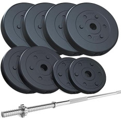 ScSPORTS® Stiegru komplekts - 17,5-65 kg, 30 mm, regulējams, ar hromētu pārklājumu, 120/160 cm, ar atsperu aizdari/spoguļu slēdzeni - Stiegru stieņi, svaru plāksnes