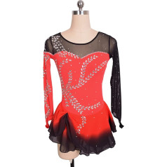 YDHTIZ Sieviešu profesionālās daiļslidošanas konkursa kleitas Kid meitenes ar garām piedurknēm sarkans Diamond Activewear balerīna tērpi Konkurence Training Athletic Female