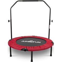 JUMP4FUN Mini batuts fitnesam, Ø92cm - 36'' - regulējams ar dubultiem stieņiem, pārnēsājams un salokāms, mājas kardio un ķermeņa vingrinājumiem, atbalsts līdz 150 kg - sarkans