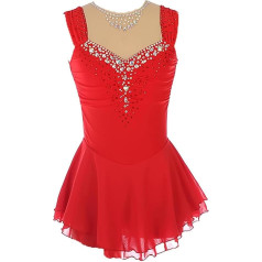 PONNYC Daiļslidošanas kleita meitenēm Flash Diamond Slidošanas apģērbs bērniem Bez piedurknēm Skrituļslidošanas sacensību svārki Handmade Baleta deju džempera kleitas