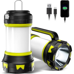 Bochaos kempinga laterna lukturis uzlādējams 6 režīmi spilgts LED lukturītis 3000mAh Power Bank IPX4 ūdensizturīgs Hurricane USB kabelis iekļauts