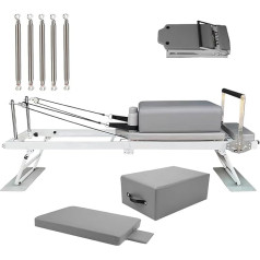 CASEGO Pilates Reformer iekārtas komplekts, salokāms Pilates aprīkojums mājas apmācībai, Pilates Reformer stiepšanās treniņu gulta ar Pilates sēdekļu kasti (Gery)
