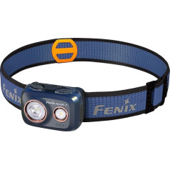 fenix HL32R-T āra sporta lukturis, zils, viegls, 800 lūmeni, 132m, 150 stundas, balts punkts un neitrāli balta plūstoša LED, galvas saites sistēma