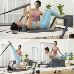 LQQQHFSW Pilates Reformer mašīna, salokāma Pilates Reformer mašīna, dubultā pretestība mājās un sporta zālē, regulējams intensitātes jogas gredzens