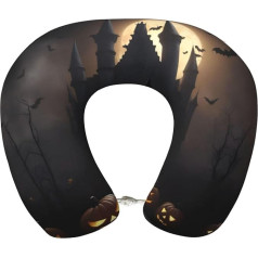 AKDODK Halloween goth kakla spilvens ceļošanai, ceļojumu spilvens no atmiņas putām, pārnēsājams lidmašīnas piederums