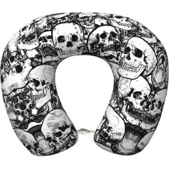 OKFSTY Skull Pattern Travel kakla spilvens Pieaugušo atmiņas putu ceļojumu kakla spilvens lidmašīnai vilcienam mājās