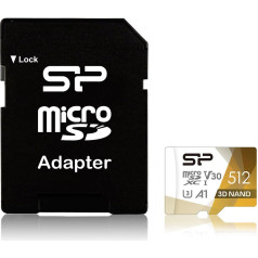 Microsdxc superior pro 512gb v30 uhs-1 u3 a1 atmiņas karte + microsd-sd adapteris