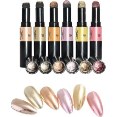 Warm Girl Chrome gaisa spilvens nagu mirdzums Magic Powder Pen Hologrāfiskā nagu pūderis spoguļa efekts un izturīgs DIY nagu mākslas apdare