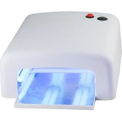 Nail Factroy | N&BF UV lampa 36 W | Gaismas cietināšanas ierīce UV gēla nagiem (balta) | Nagu žāvētājs ar taimera funkciju un nepārtrauktu darbību | Profesionāla nagu studijas gaismas cietināšanas ierīce | Nagu žāvētājs