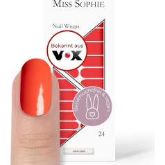 Original Miss Sophie Nail Wraps, 24 ļoti plānas nagu lakas sloksnes, Candy Apple, pirkstu un kāju nagiem, piestiprinās gan pie dabīgiem, gan krāsotiem, akrila, gela un šellakas nagiem.